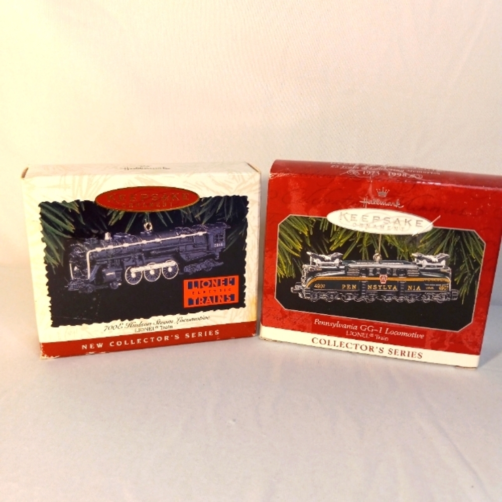 Vntg Hallmark Ornaments 700E Hudson Steam Locomotive Pennsylvania GG1 Locomotive